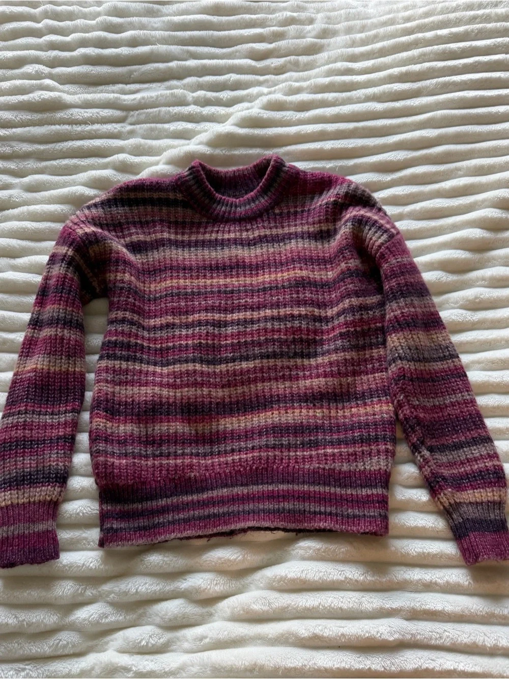 Sonoma Striped Crewneck Sweater in Pink and Burgundy